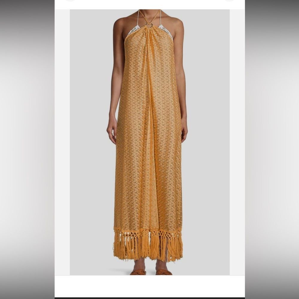 NWT Ramy Brook Fauna Fringe Swim Cover-Up Dress Women's M Orange